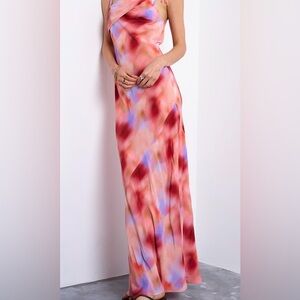 Topshop Vibrant Pink and Blue Maxi Skirt